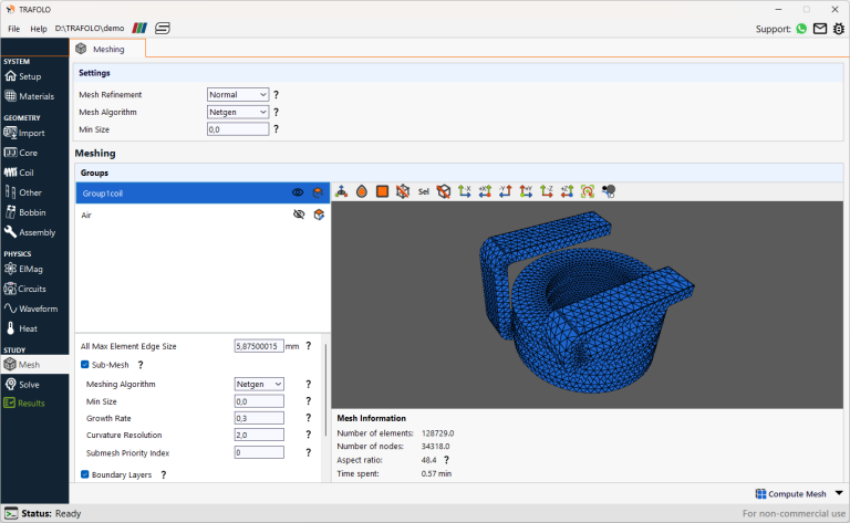 Mesh – TRAFOLO simulation software