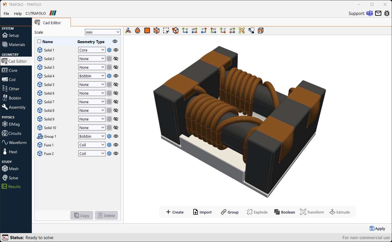 Fusion of coil and defining core